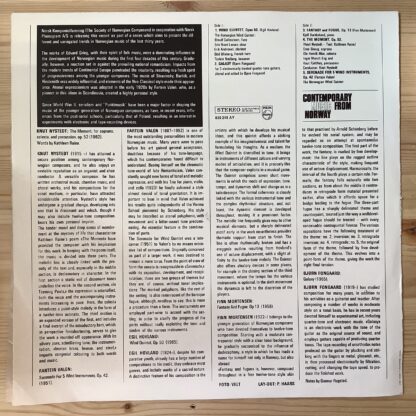 Various Artists - Contemporary Music From Norway [LP] (2. hand) - Bilde 2